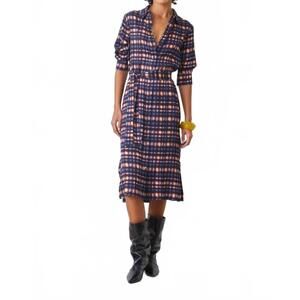 NEW SUNCOO cecily buttoned tartan-effect dress in blue
